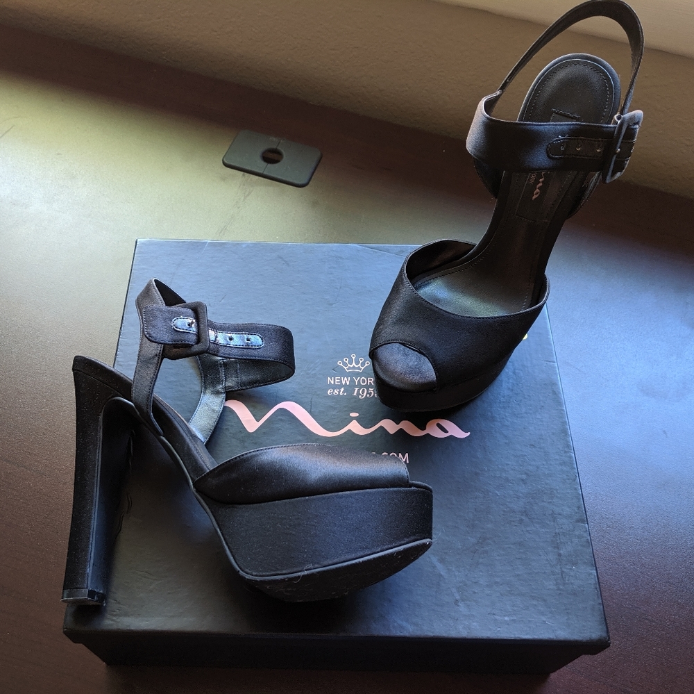 Nina Black Platform Heels